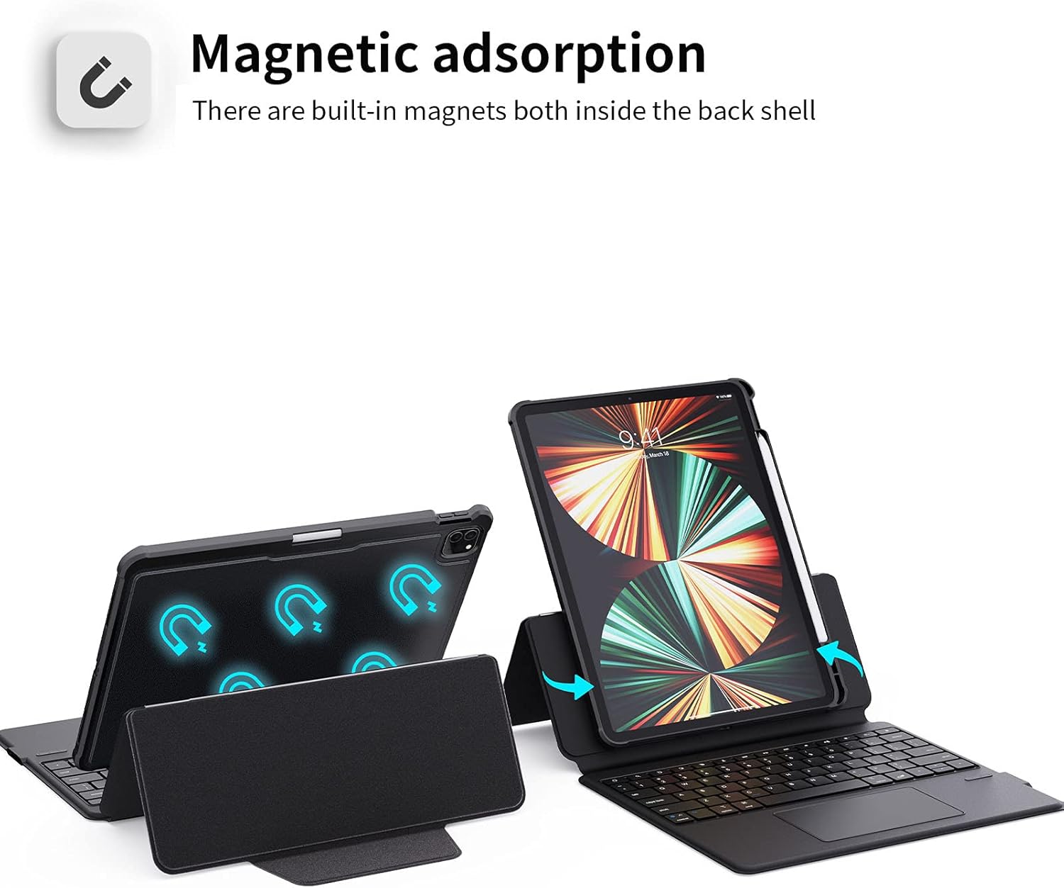 iWALK Keyboard Case Compatible with iPad Pro 12.9 inch(5th Generation, 4th/3rd Generation) with Pencil Holder Detachable Case Wireless Keyboard