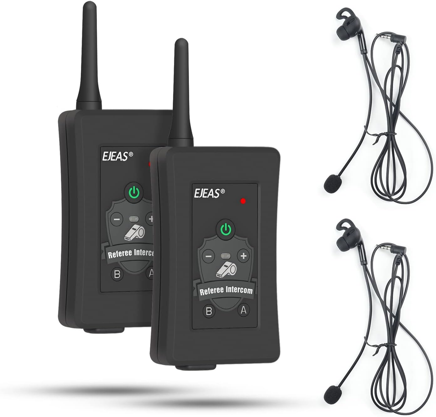 EJEAS FBIM Professional Football Referee Bluetooth Intercom, 850mAh Full-Duplex 1500M Wireless Bluetooth Interphone with Noise Reduction Function for Soccer and Handball Referees (2 Pack)