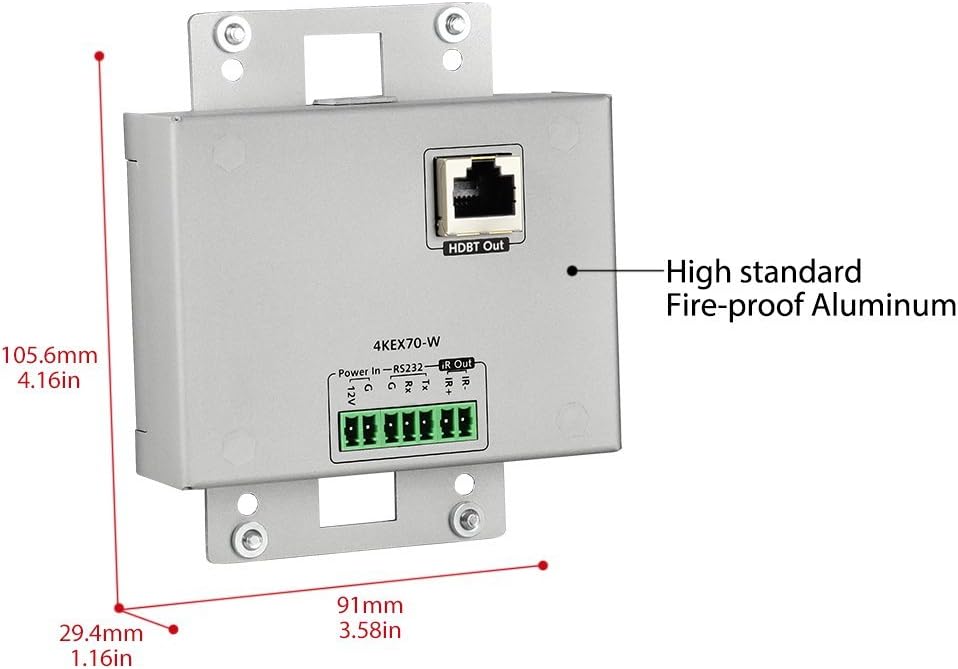 HDMI Extender Wall Plate HDMI VGA Switch 4K, 2 Port, Over Cat5e/6/7 Cable, Aux Input, Two-Way IR+RS232+HDCP2.2+EDID, 2 Gang, 4K60Hz,70M 1080P, AV Access HDMI HDBaseT Transmitter