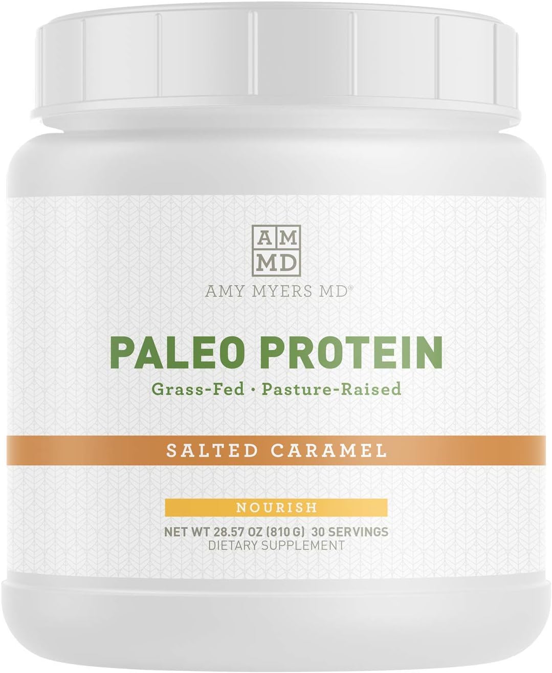 Paleo Protein Powder by Dr Amy Myers, Caramel Flavor – Clean Grass Fed, Pasture Raised Hormone Free Protein, Non-GMO, Gluten & Dairy Free – 21g Protein Per Serving – Salted Caramel Shake Pack of 2