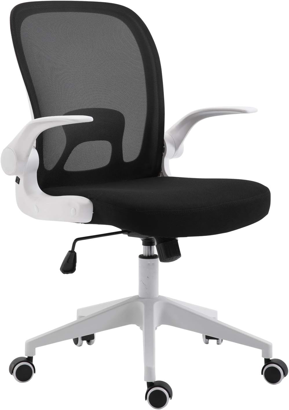 Cosyshow Lounge Folding Mid-Back Comfy Breathable Mesh Adjustable Height Ergonomic Swivel Office Task Work Executive Desk Chair (White-Black)