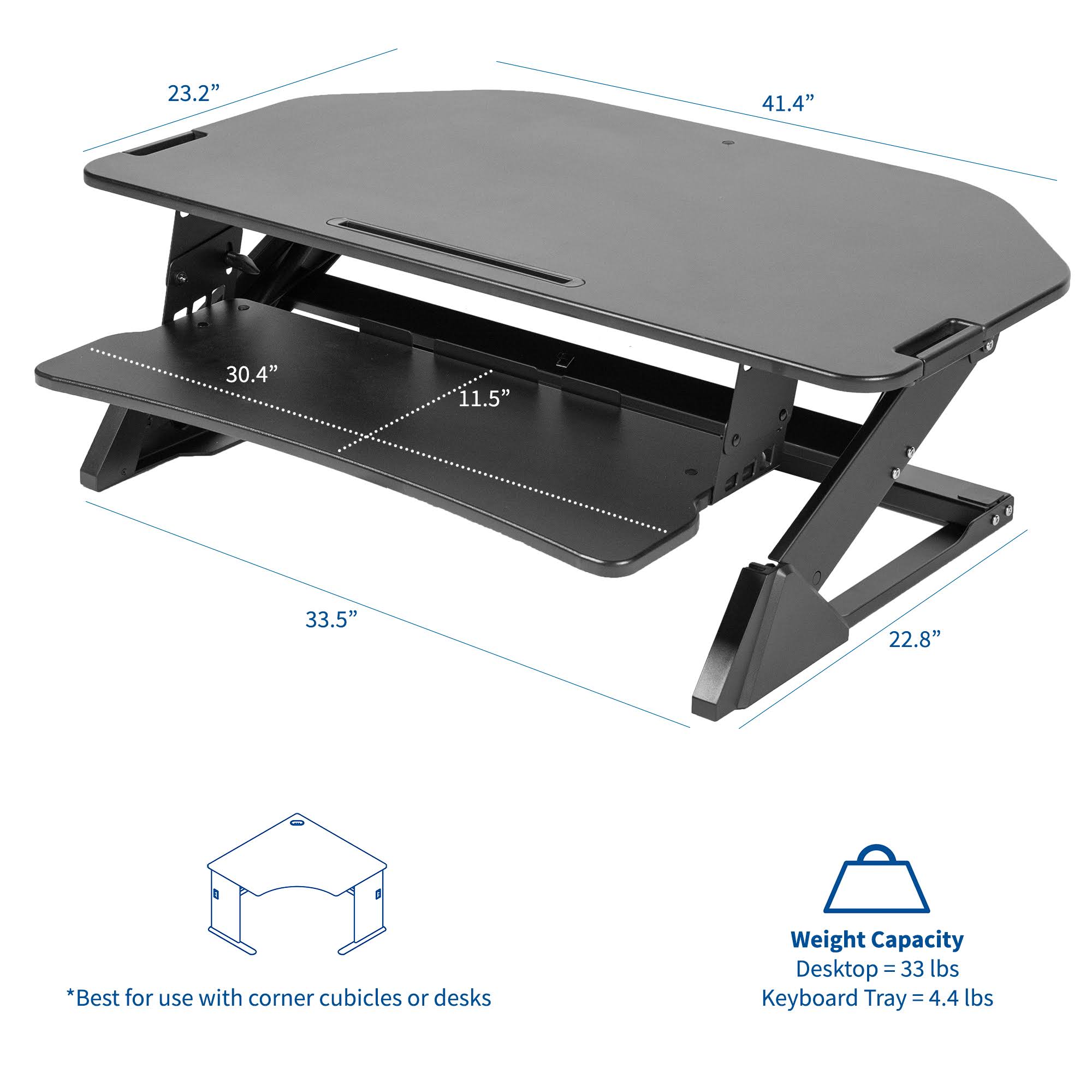Vivo DESK-V000LC Black Height Adjustable Corner Standing Desk Monitor Riser 41x22 Sit Stand