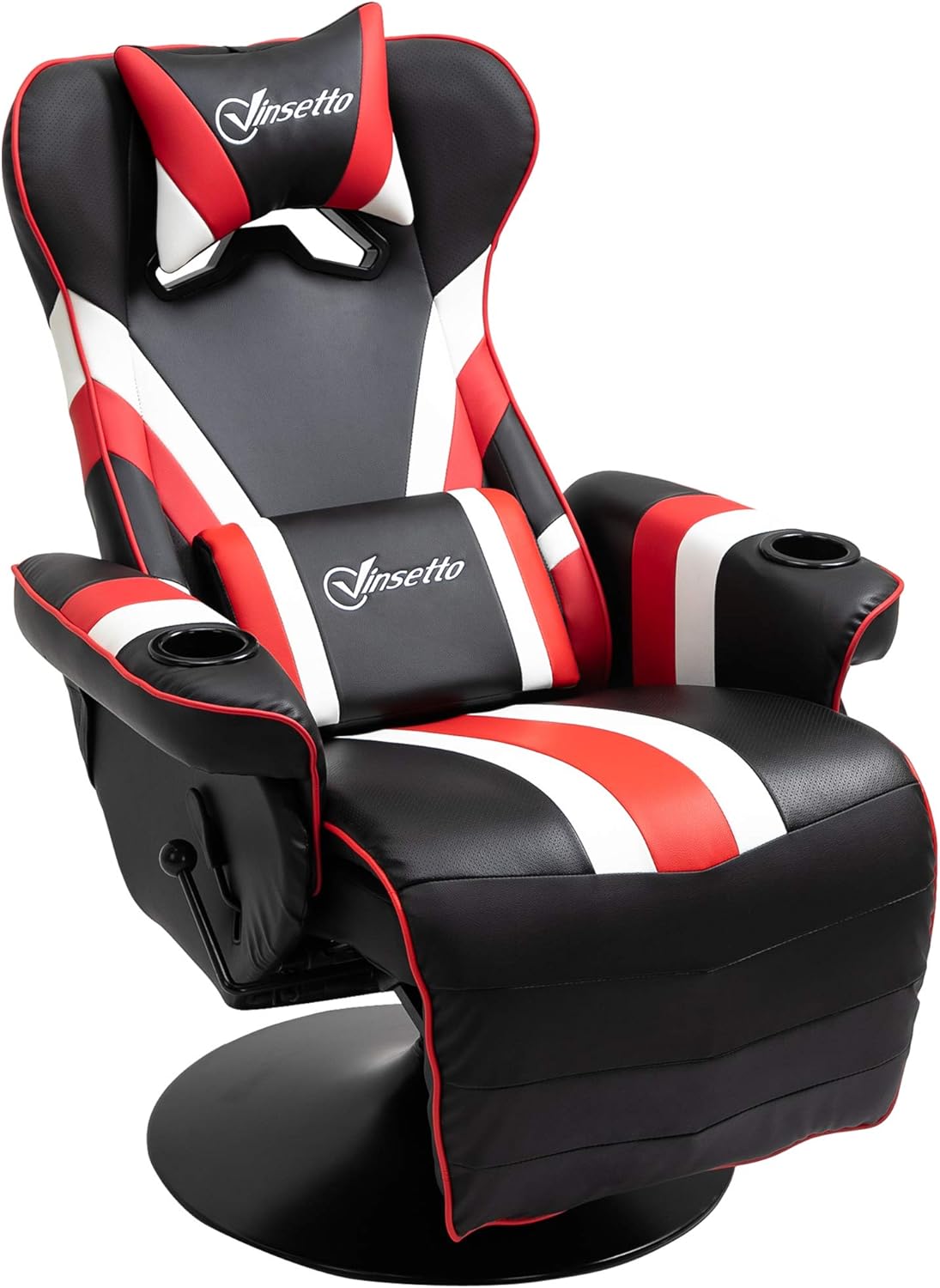 Vinsetto Race Video Game Chair with Reclining Backrest and Footrest, Headrest, and Cup Holder, Black/White/Blue