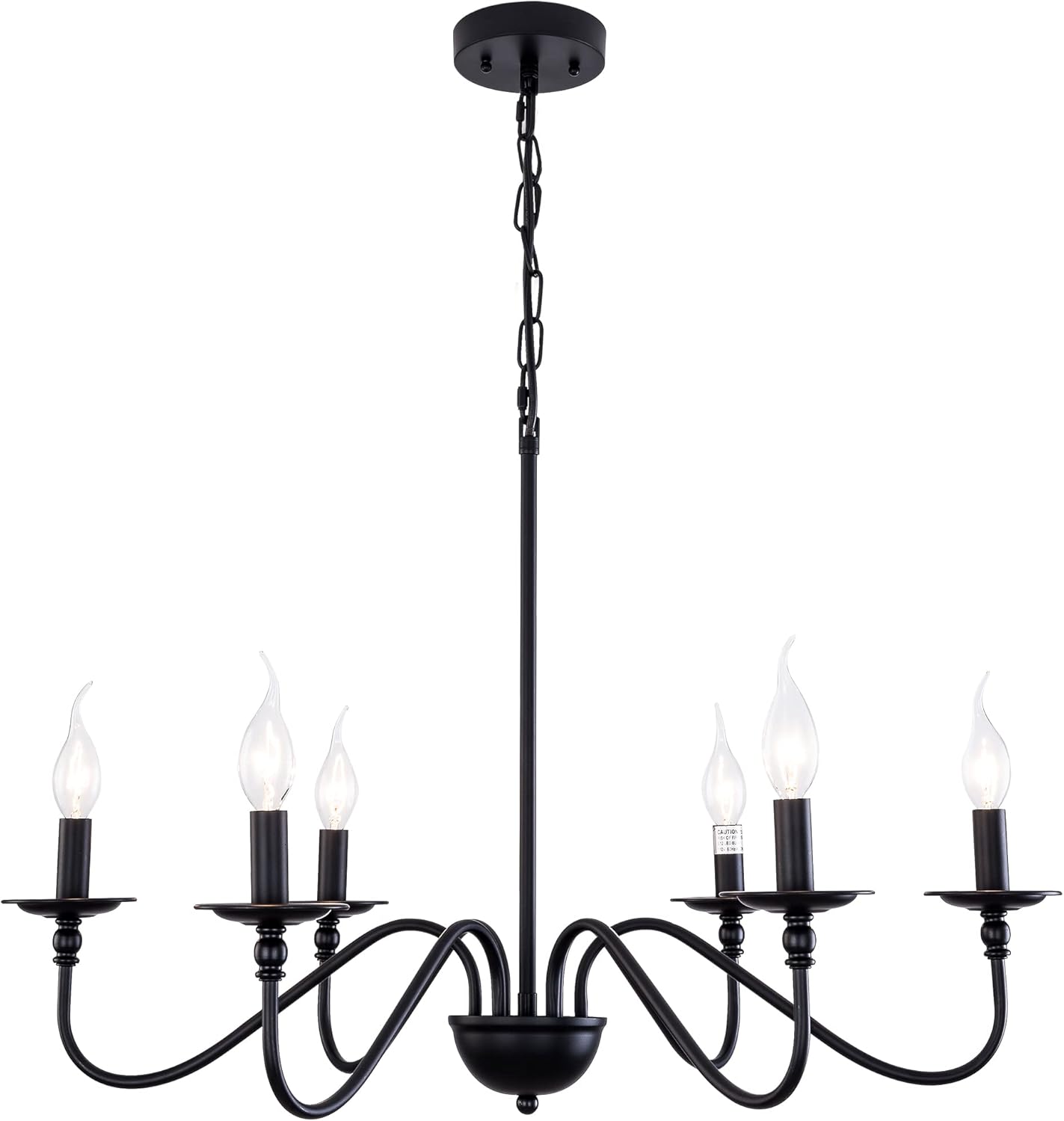 HimmLig 6-Lights Industrial Black Iron Pendant Light Fixture,Farmhouse Chandeliers Lighting Classic Candle Chandelier for Kitchen Island,Dinning Room,Foyer,Living Room,Bedroom
