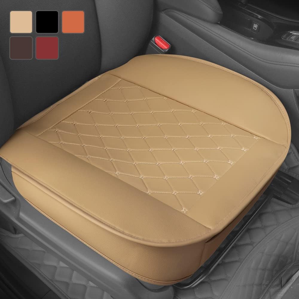 1Pc Premium Pu Leather Car Seat Cover Protector for Front Seat Bottom,Universal car seat cushion with storage bag, (slip, all-inclusive, padded) car SUV truck advanced interior accessories(Dark Brown)