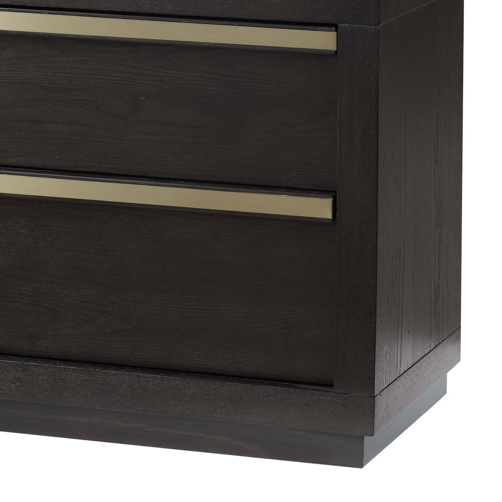 Benzara 2 Drawer Wooden Nightstand with Metal Accents and Plinth Base, Gray - Bm215349