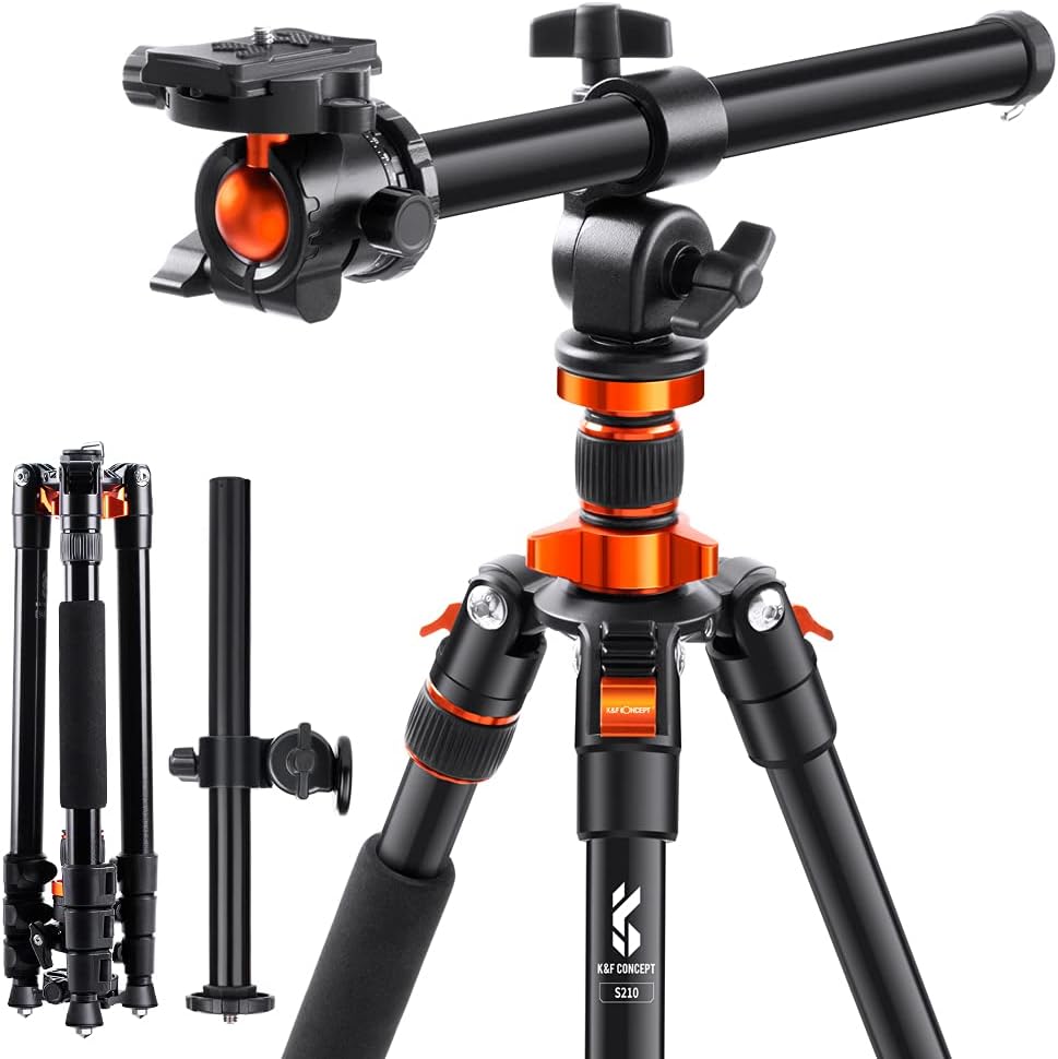 K&F Concept 78 inch DSLR Camera Tripods with Magnesium Alloy Rotatable Multi-Angle Center Column,Load Capacity up to 22lbs/10kg