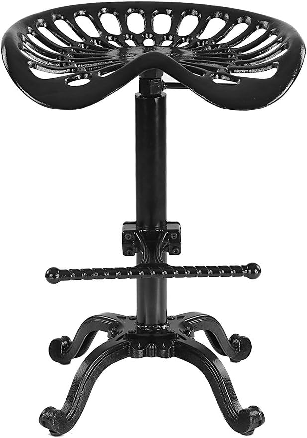 IKAYAA Industrial Bar Rustic Stool Design Metal Adjustable Height Saddle Tractor Bar Stool