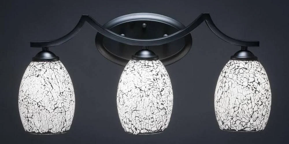 Toltec Lighting 553-MB-721 Zilo 3 Light Bath Bar in Matte Black with 5.5 inch Frosted Crystal Glass Shade