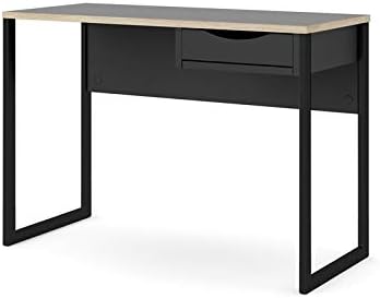 BOWERY HILL 1 Drawer Desk in Black Matteand Oak