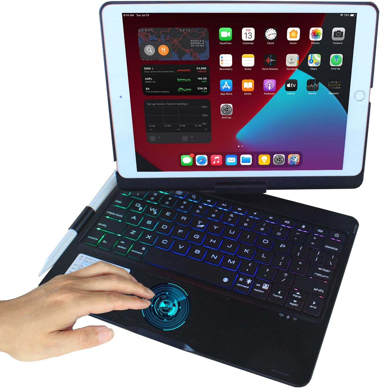 MyMAX Touchpad Keyboard Case for 10.9&rdquo; iPad Air 5th 2022 /Air 4th 2020/iPad Pro 11 Inch 2021 3rd/2020 2nd/2018 1st Gen, with Bluetooth 5.1 Typewriter Keyboard, 7-Color Backlit, & 360&deg; Rotation (Black)