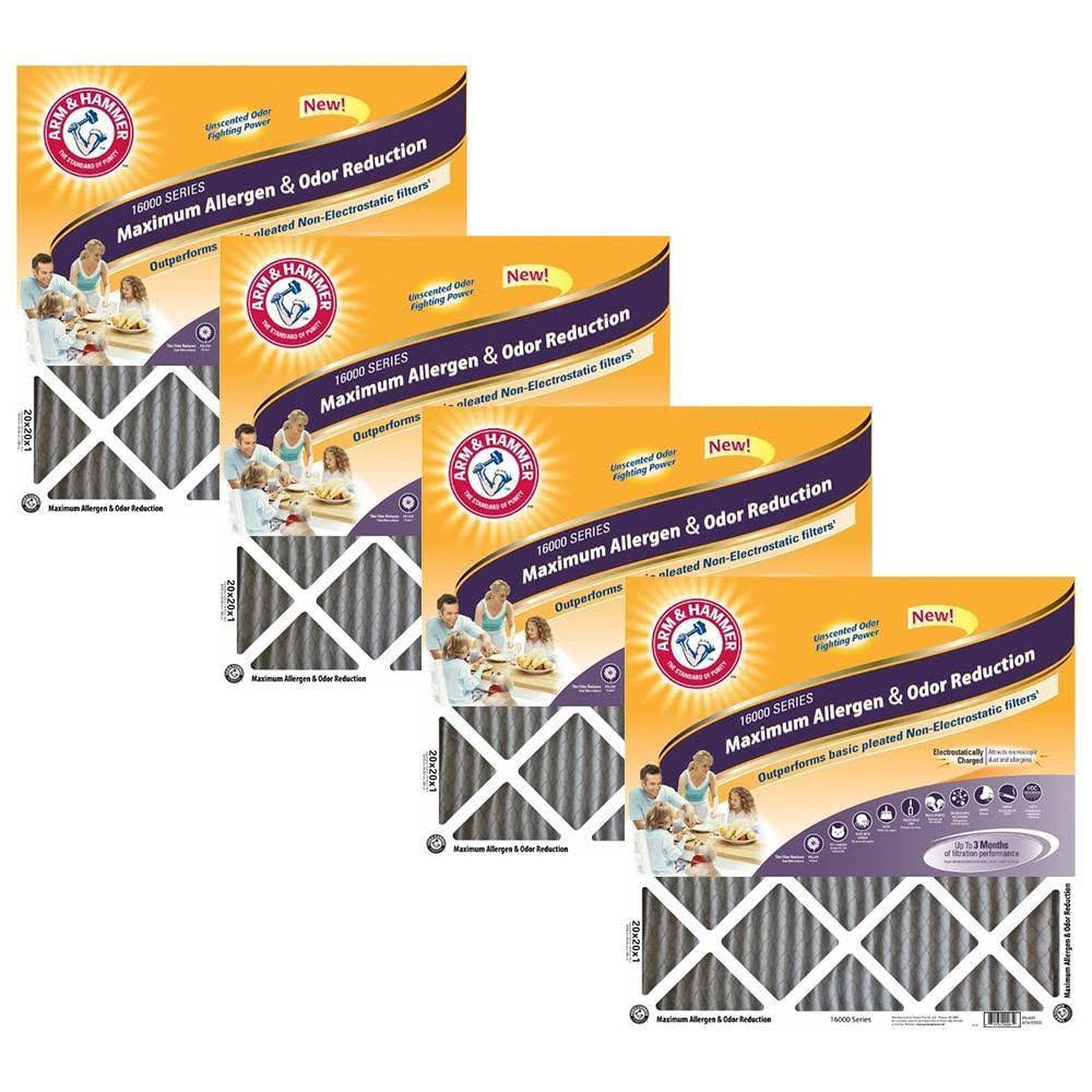 Arm u0026 Hammer Max Allergen u0026 Odor Reduction 20x25x1 Air and Furnace Filter, MERV