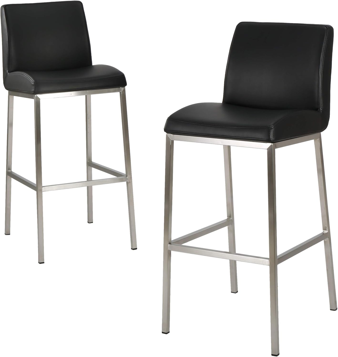 Christopher Knight Home Vasos Leather Barstools, 2-Pcs Set, Black