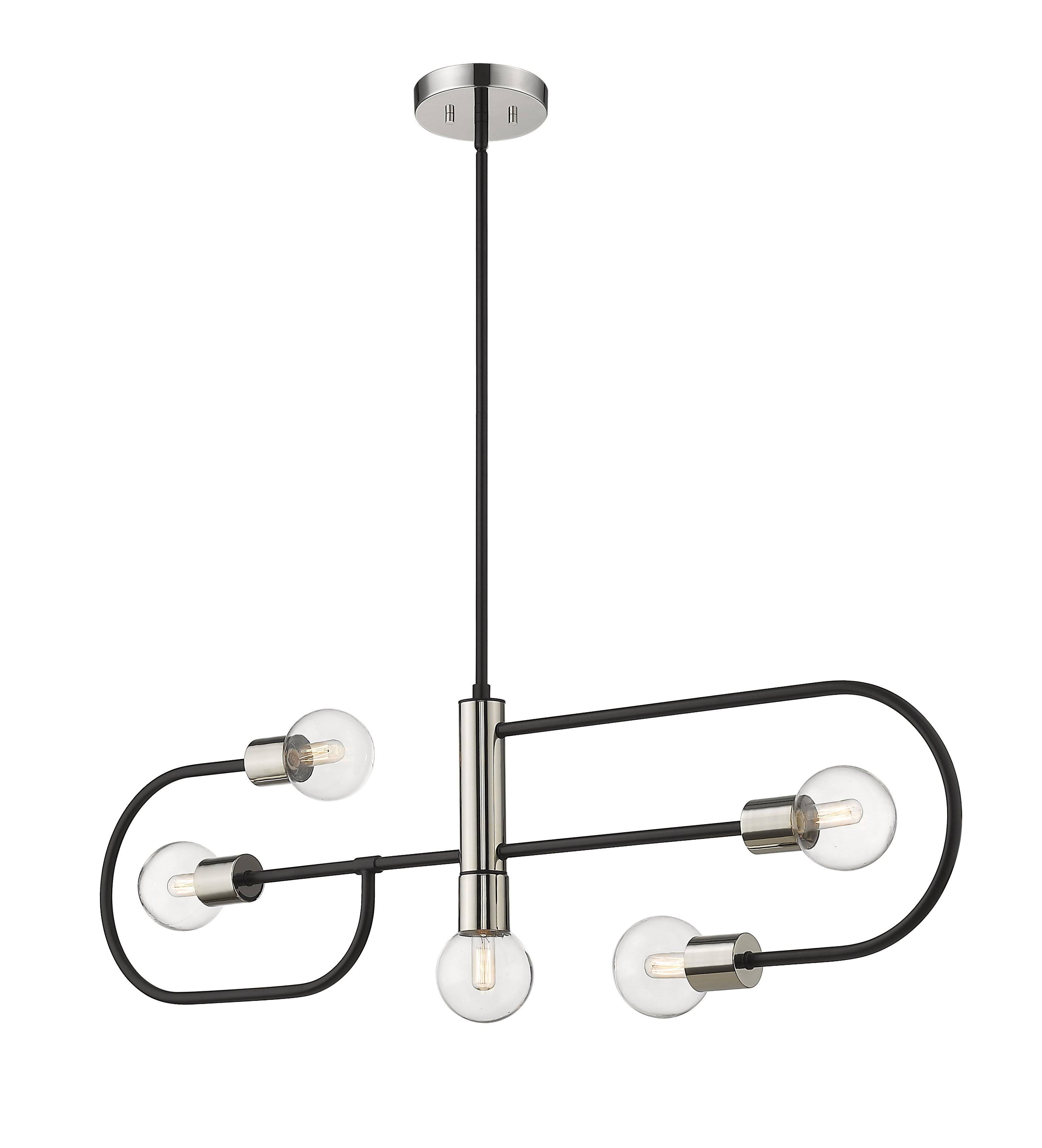 Z-Lite 5 Light Island/Billiard - Matte Black + Polished Nickel 621-5L-MB-PN
