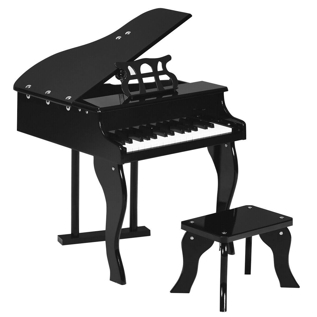 Classic 30 Key Baby Grand Wooden Piano with Bench, Black