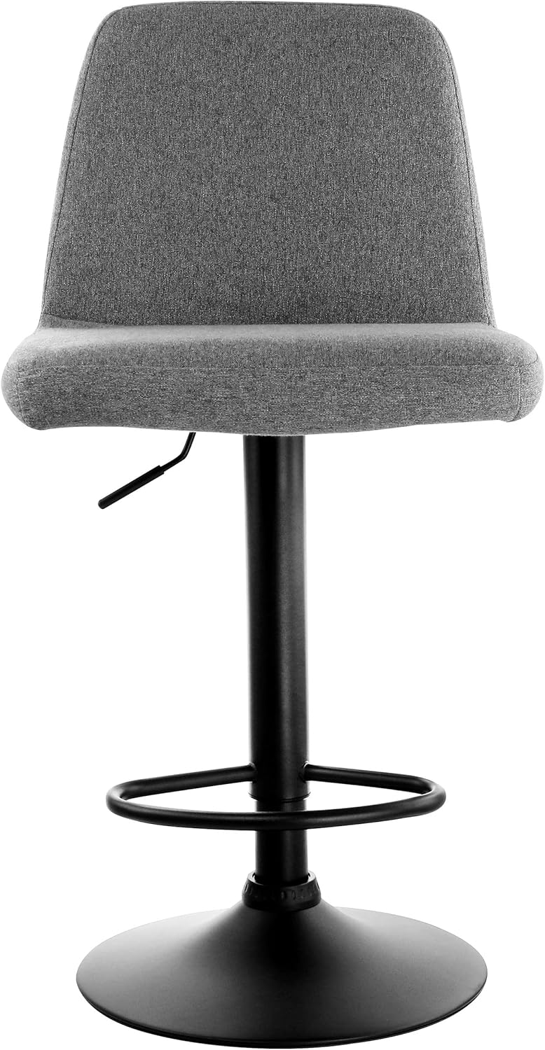 Elama 2 Piece Adjustable Fabric Barstool in Gray with Black Base,ELM-2037