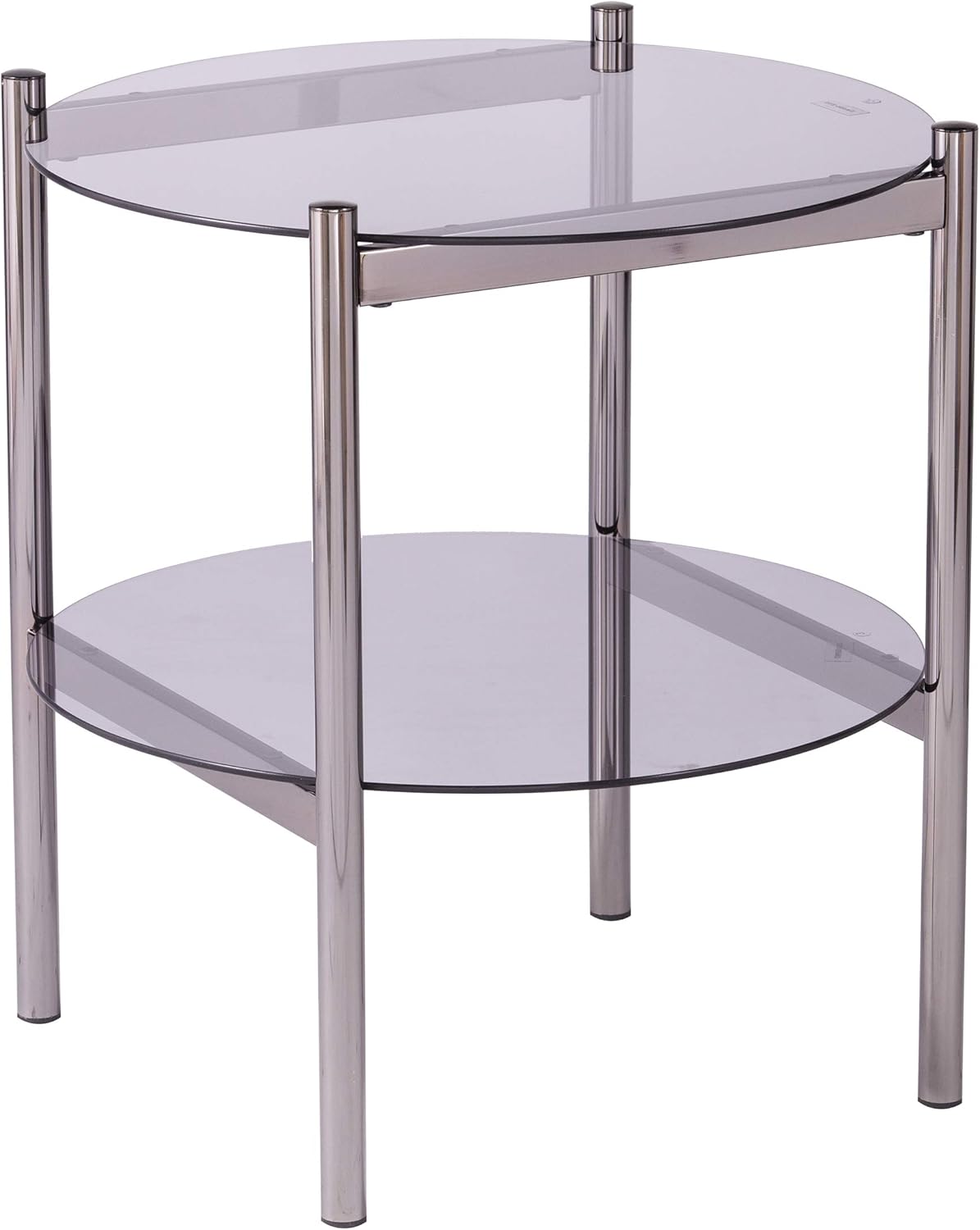 SEI Furniture Glenwald Metal Frame Glass Top Round End Table, High Gloss Black