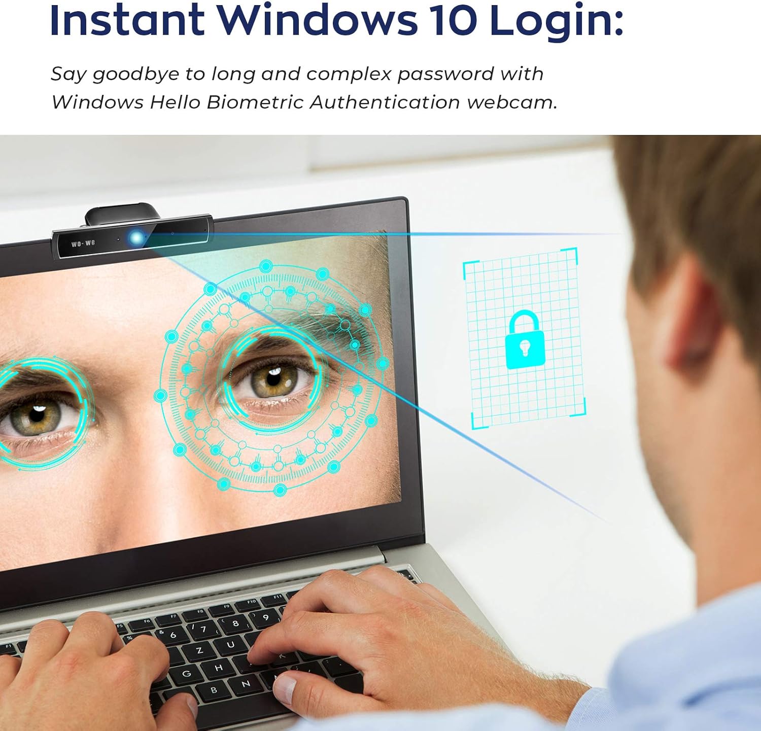 wo-we Windows Hello Face Recognition Webcam for Fast Login and Anti-Hacking with Windows 10, Business IR Webcam with Dual Microphones Used for Video Conferencing, Streaming, Recording - 720p HD Black Pack of 2