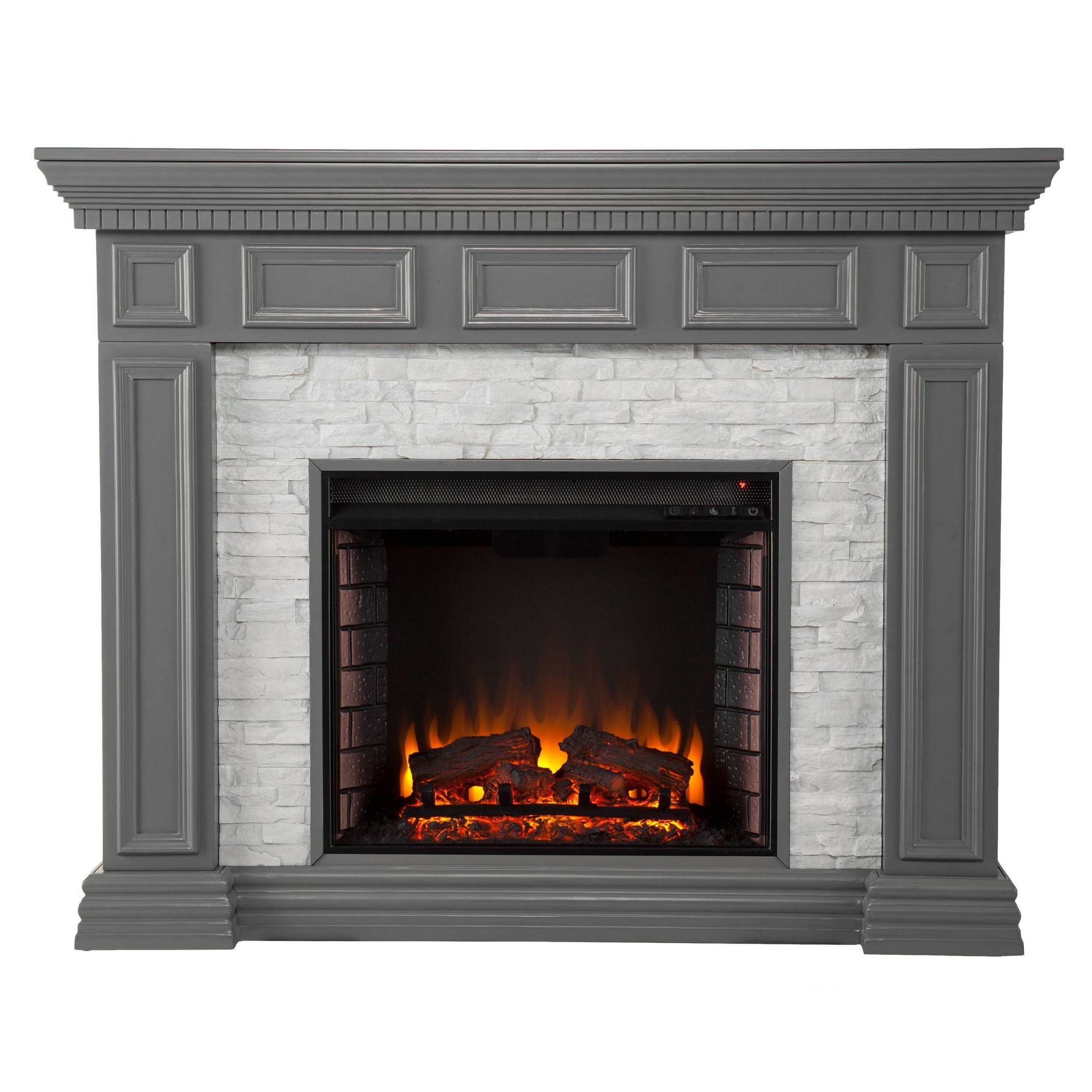 Brothye Faux Stone Electric Fireplace Gray - Aiden Lane