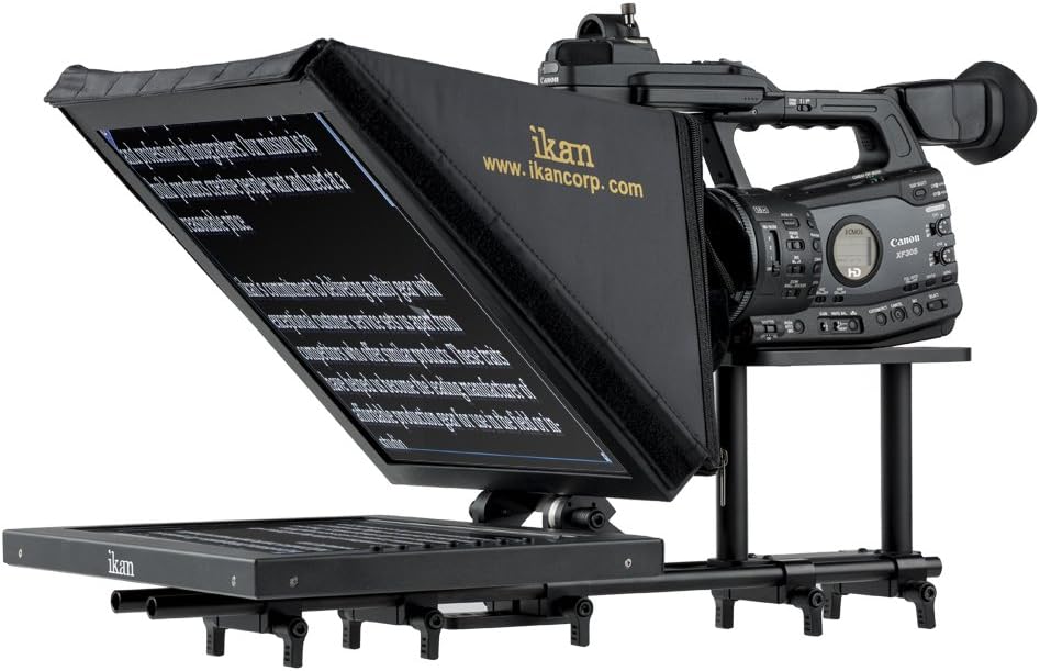 Ikan 15-inch Rod Based Location/Studio Teleprompter, Adjustable Glass Frame, Easy to Assemble, Extreme Clarity (PT3500) - Black