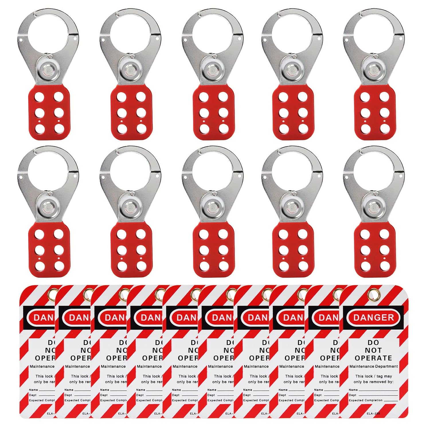 OMGTMD Lock Out Tag Out Hasp Lockout Tagout Hasp Kit 10 Loto Hasps and 10 Loto Tags for Lockout Station,Lockout Safety Padlock Kit Pack of 2