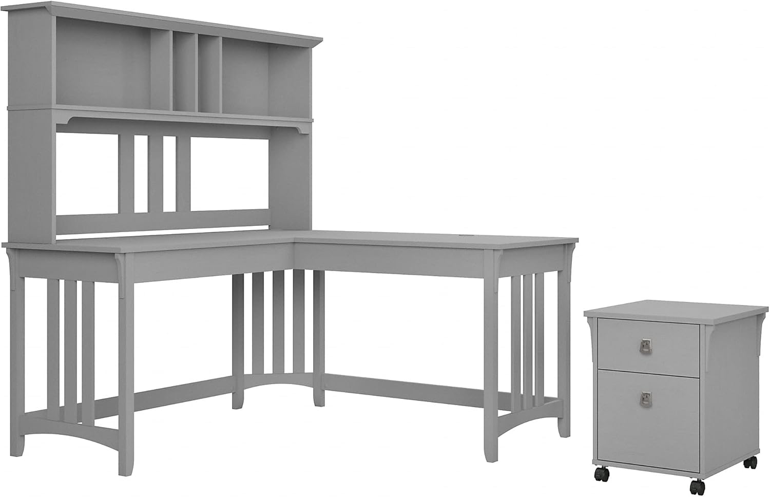 Bush Furniture Salinas L Shaped Writing Desk with Hutch and Mobile File Cabinet, 60W, Vintage Black