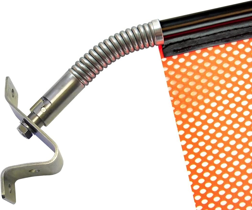 VULCAN Heavy Duty Spring Warning Flag Kit with Universal Mounting Bracket - Mesh Construction - 18 Inch - 2 Pack