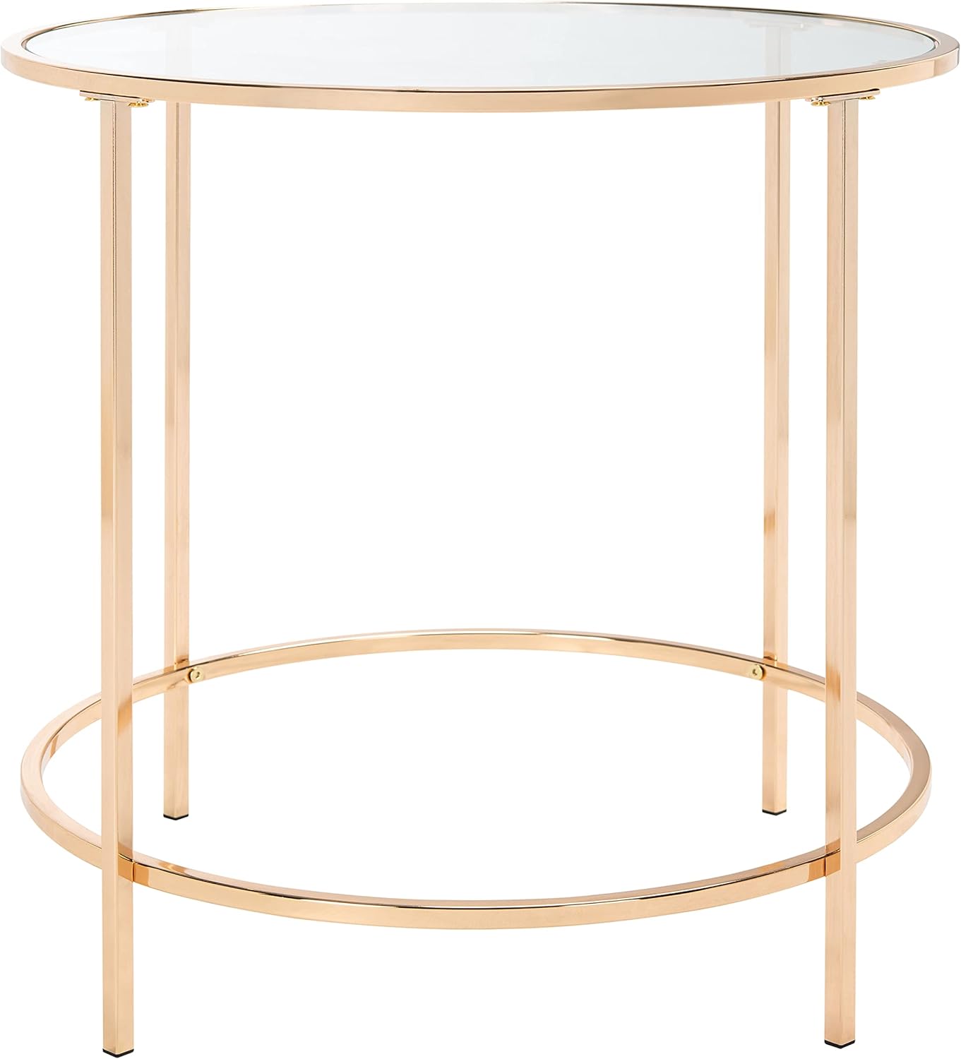 SAFAVIEH Home Collection Kolby Polished Gold Frame/Clear Top Round Glass Side Table ACC8004A