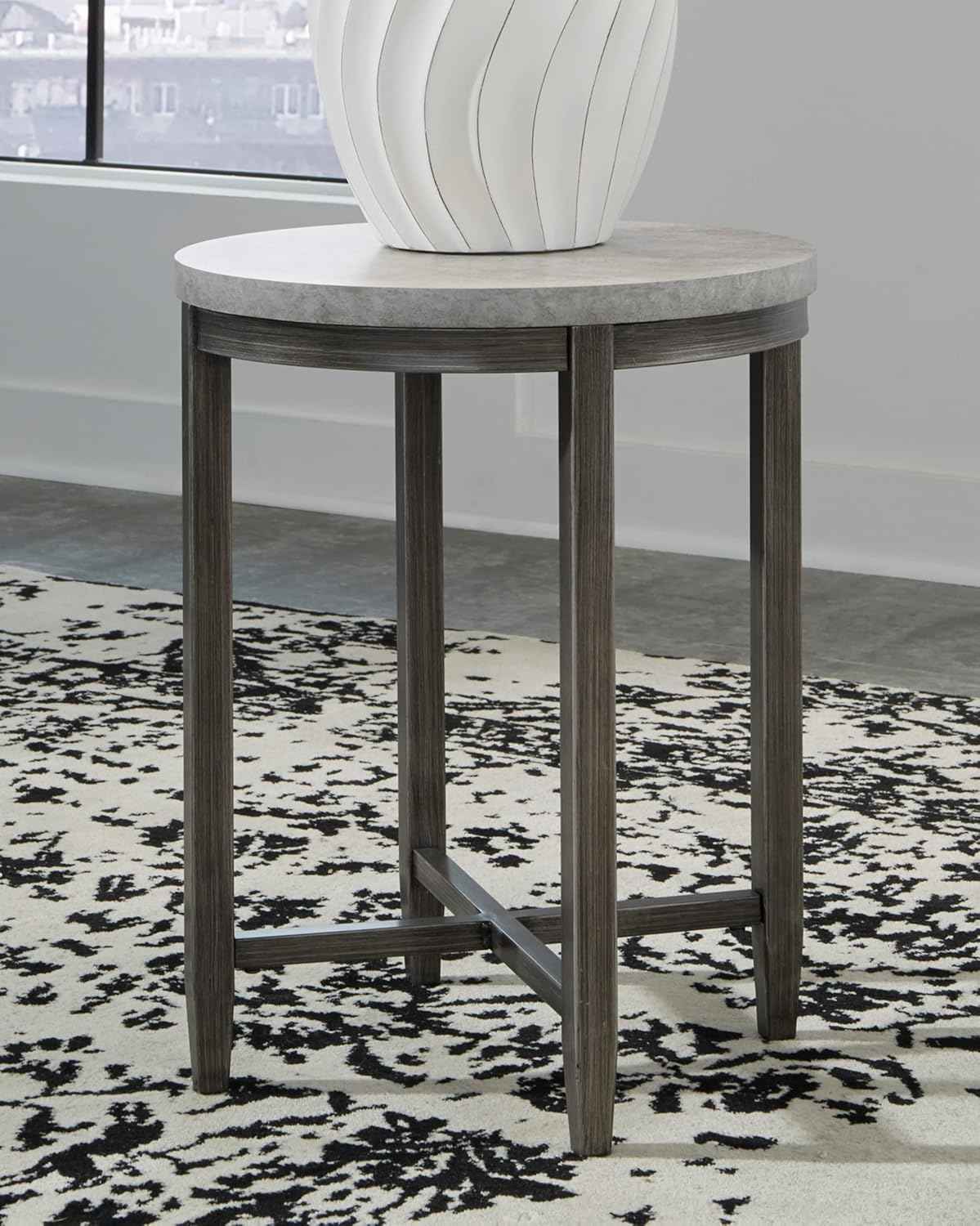 Signature Design by Ashley Shybourne Round End Table, Light Gray Pack of 2