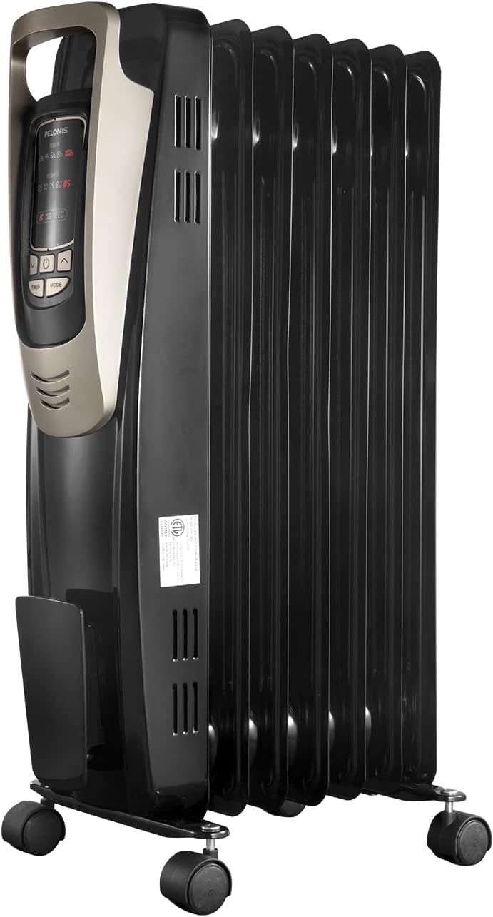 PELONIS PHO15A2AGB, Basic Electric Oil Filled Radiator,black space heater, 26.10 x 14.20 x 11.00 Pack of 2