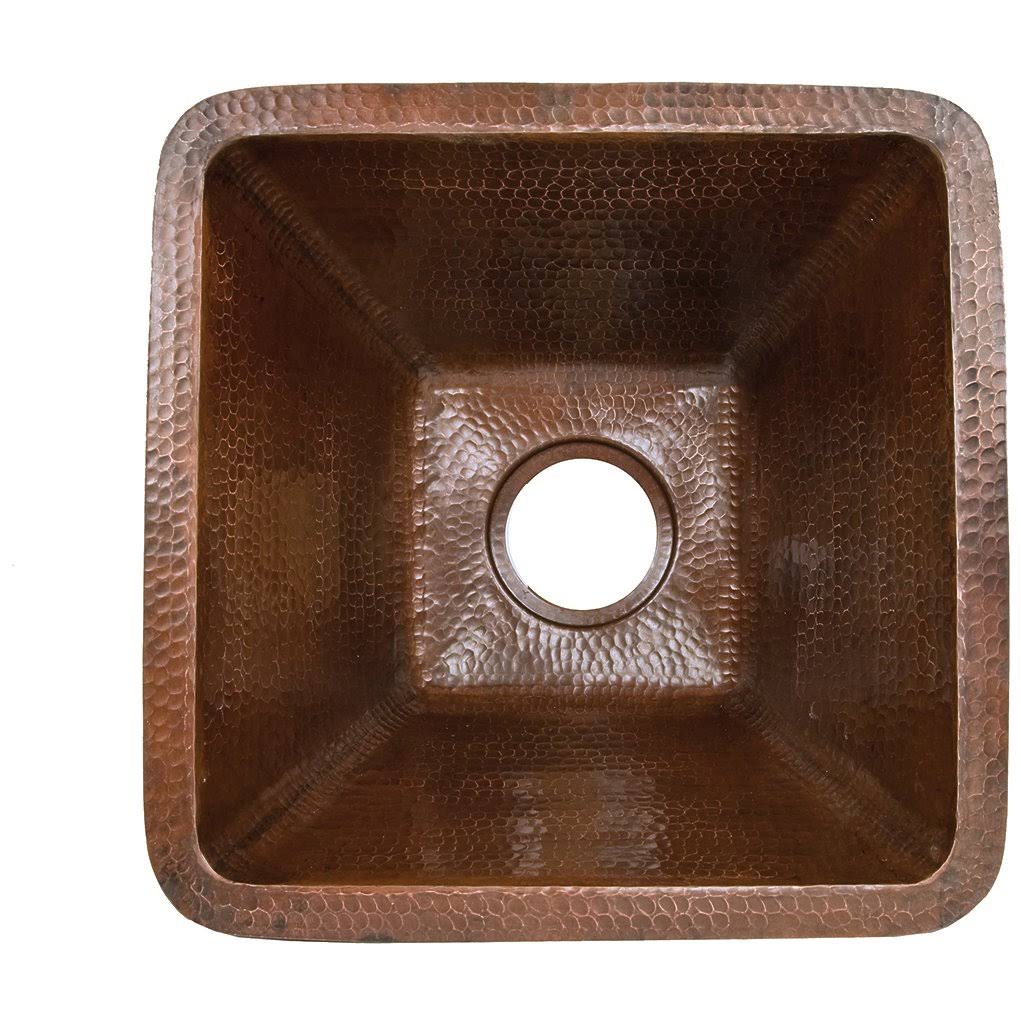 Premier Copper 17 inch Large Square Hammered Copper Bar Prep Sink u0026 Faucet Package