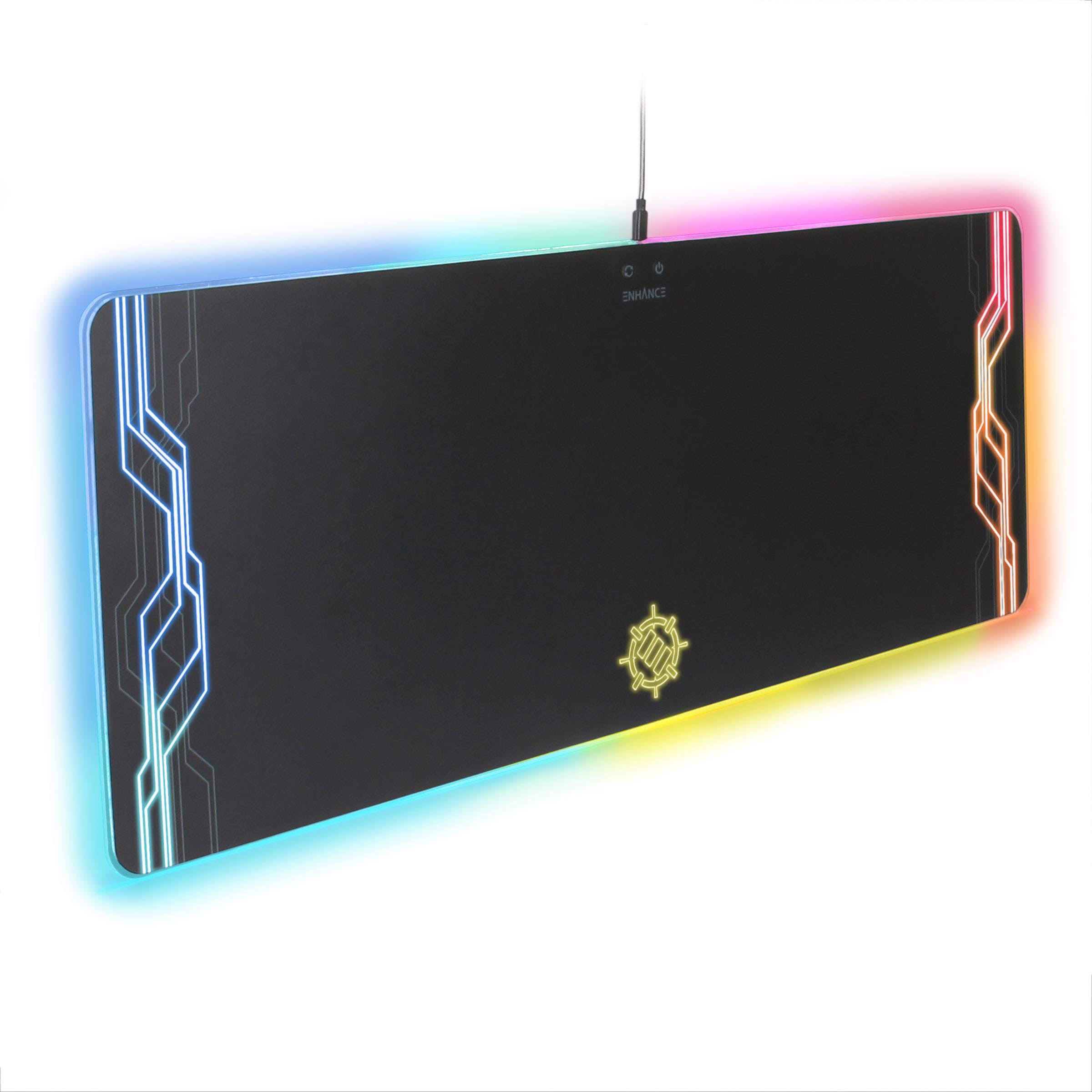 Enhance Extra Large LED Gaming Mouse Pad - Hard Acrylic XXL Desk Mat with 7 RGB Color Modes, High Speed Tracking Surface, Recess