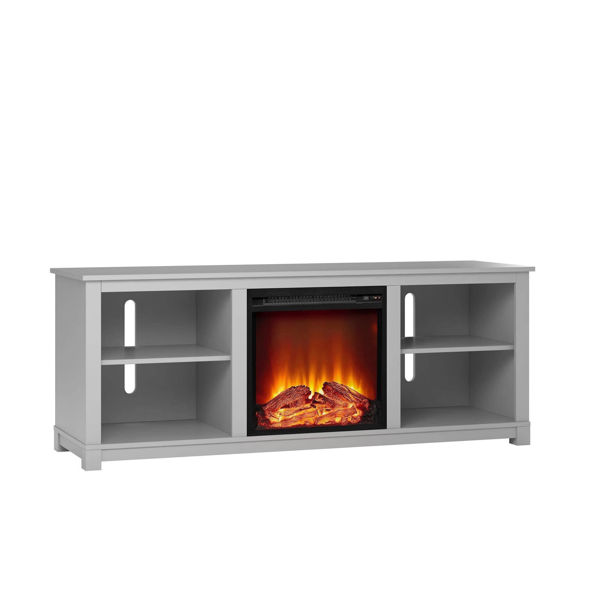 60x22 Brenner TV Console with Fireplace Gray - Room u0026 Joy