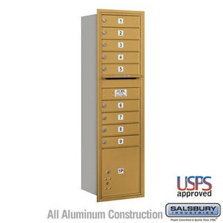 Salsbury Industries 3713S-1CGF 13 Door High Unit 48 in. Front Access Single Column 4C Horizontal Collection Box, Gold