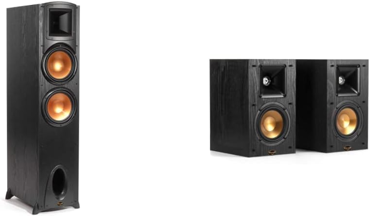 Klipsch Synergy Black Label F-300 Floorstanding Speaker with Proprietary Horn Technology, Dual 8” High-Output Woofers, with Room-Filling Sound in Black