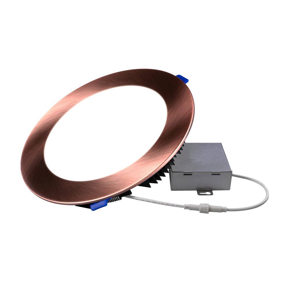 Nicor Lighting DLE821204KRDAC 8 in. DLE8 Series Round Aged Copper Flat Panel LED Downlight - 4000K