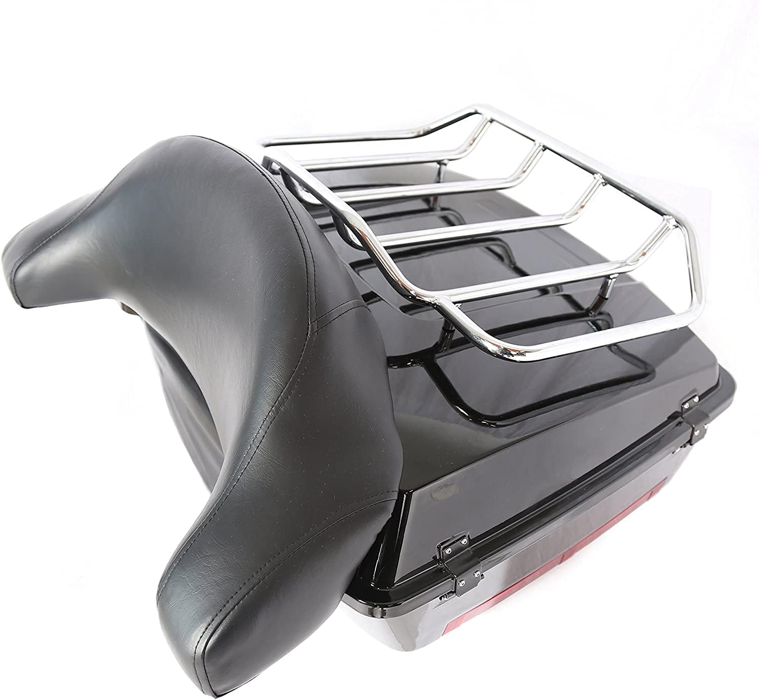 KUAFU Motorcycle Large Pack Trunk for 1997-2008 Harley Davidson Touring with Backrest Top Rack