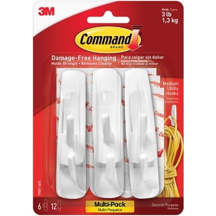 3M 17001 Command Hooks and Strips Value Pack- Medium (6 CASE) CHS1005