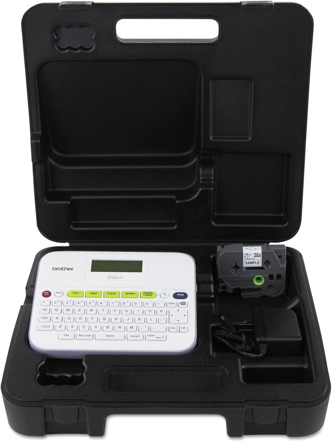 Brother P-touch, PTD400VP, Versatile Label Maker with Carry Case and Adapter, Compact Design, Easy-to-Use Keyboard, Graphical Display, White