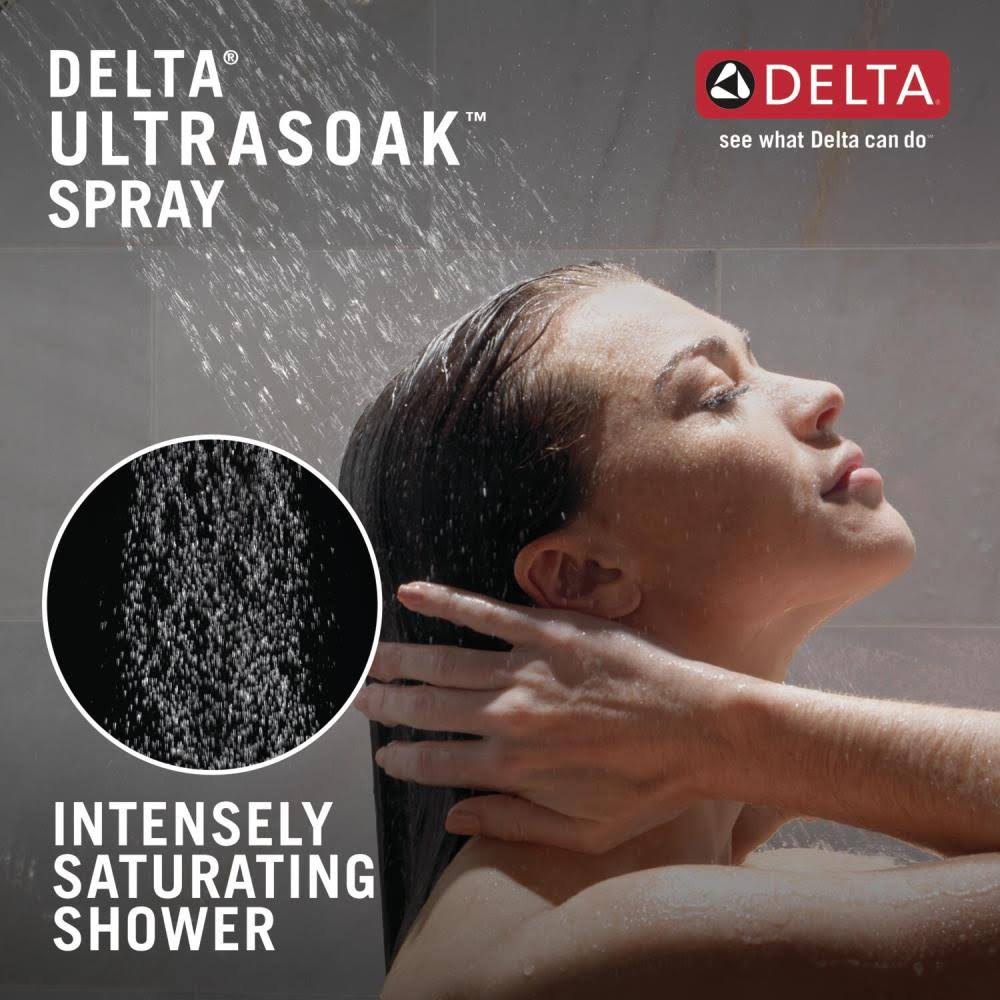 Delta Faucets 52161-KS25 Universal Showering Components H2Okinetic Single Setting Shower Head with UltraSoak in Black Stainless