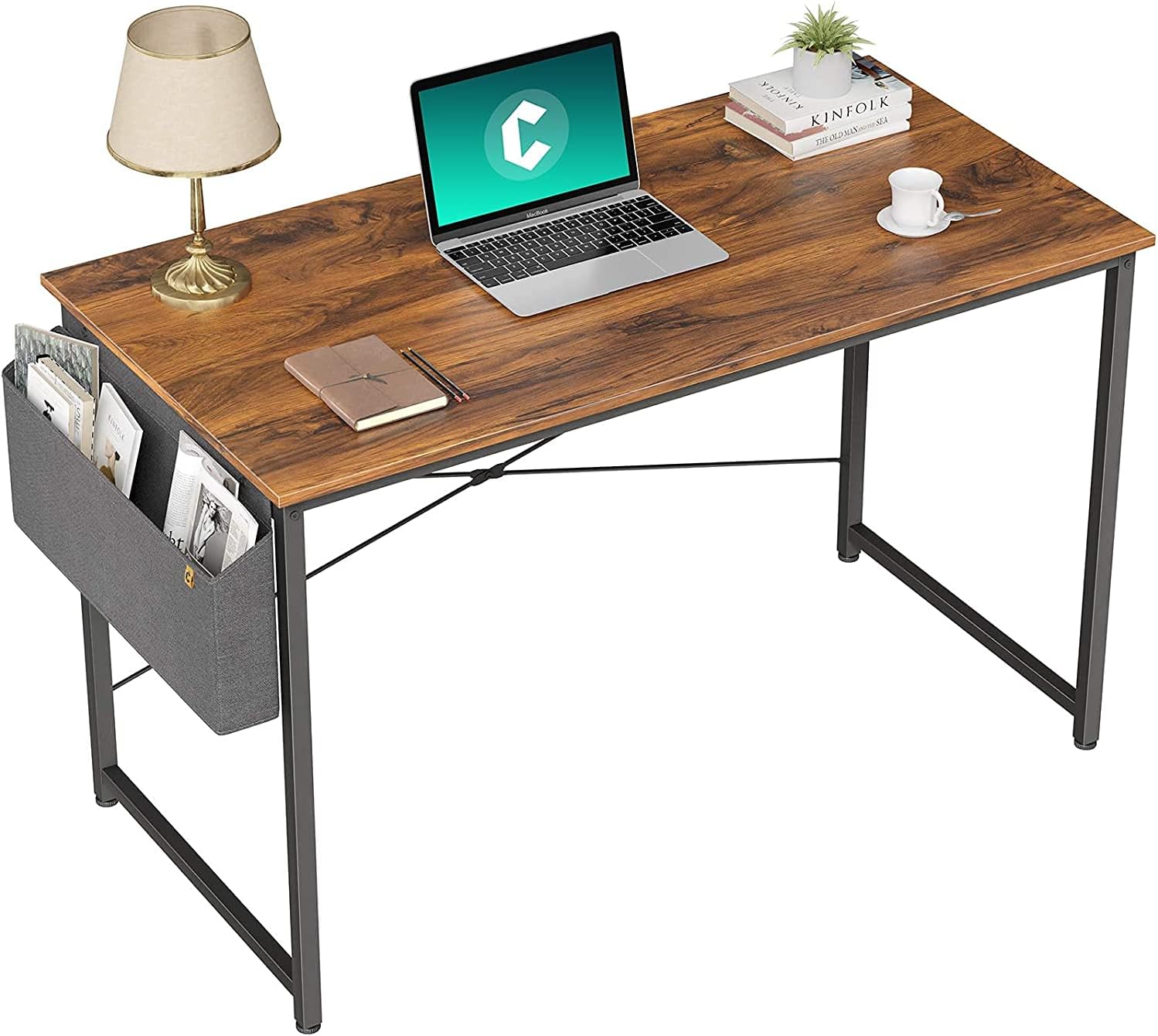 Cubiker Computer Desk 40 inch Home Office Writing Study Desk, Modern Simple Style Laptop Table with Storage Bag, Black