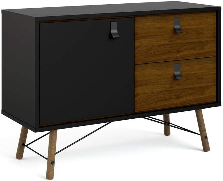 Tvilum 1 Door, 2 Drawer Sideboard, Black Matte/Walnut