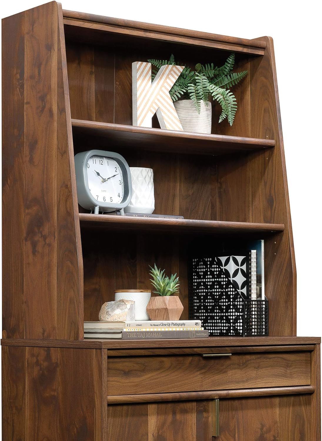 Sauder Clifford Place Library Hutch, Grand Walnut finish