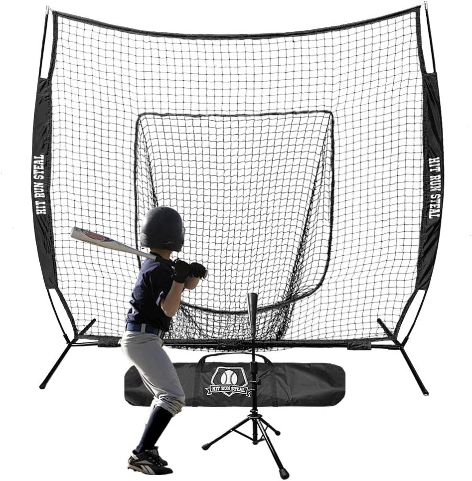 Hit Run Steal Practice Baseball and Softball Heavy Duty Large Hitting Net and Carrying Bag