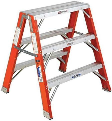 3 Steps,Fiberglass Step Stand,300 lb. Load Capacity,Silver/Orange
