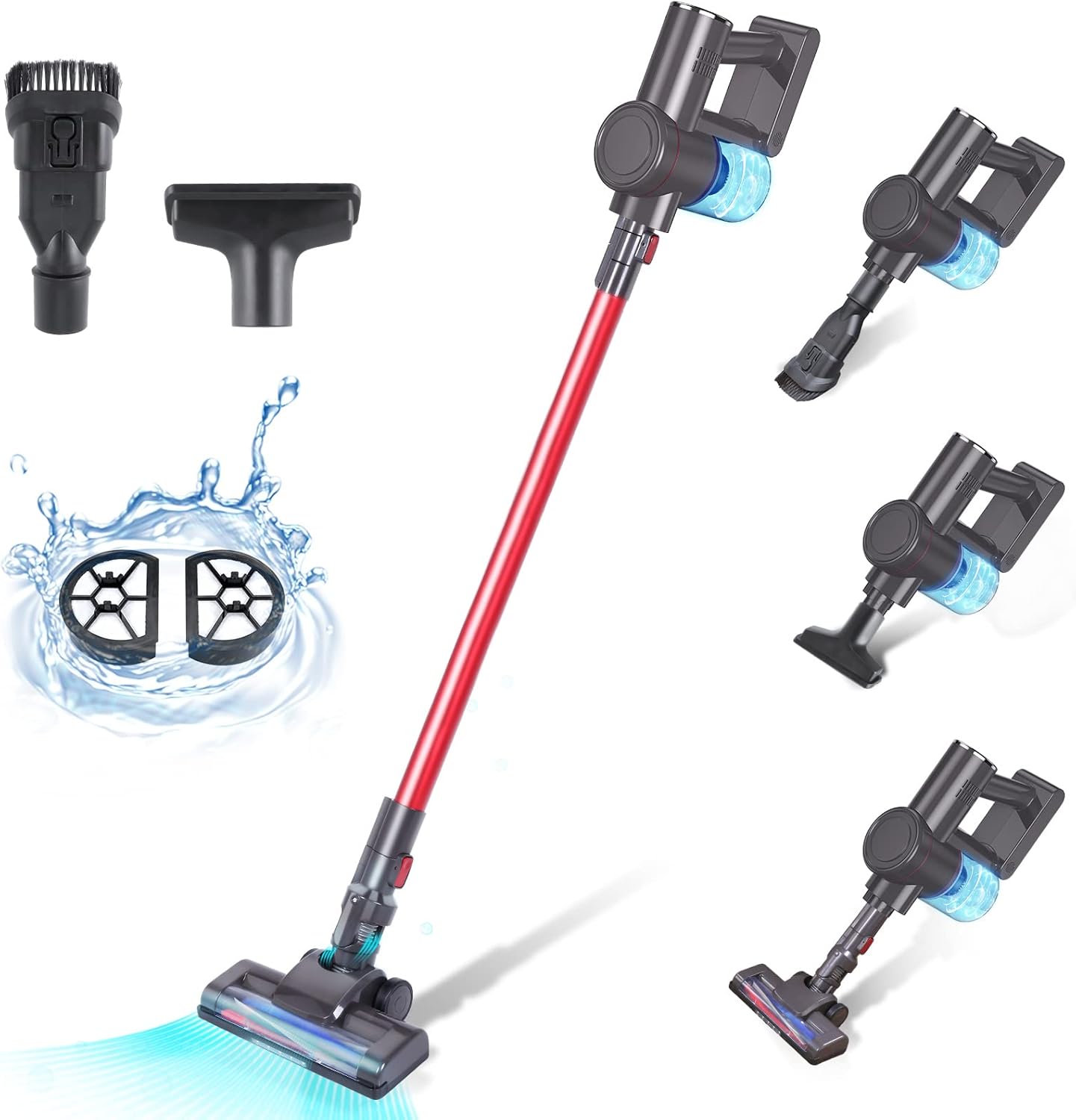 Vacuum Cleaner Household Lightweight Stick Vacuums, 9 in 1 Cordless Rechargeable 15KPa Powerful Suctio Vacuum Cleaners with HEPA Filter for Pet Hair Carpet Hard Floor, Best Gift for Family