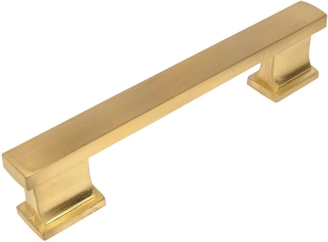 10 Pack - Cosmas 702-4BB Brushed Brass Contemporary Cabinet Hardware Handle Pull - 4