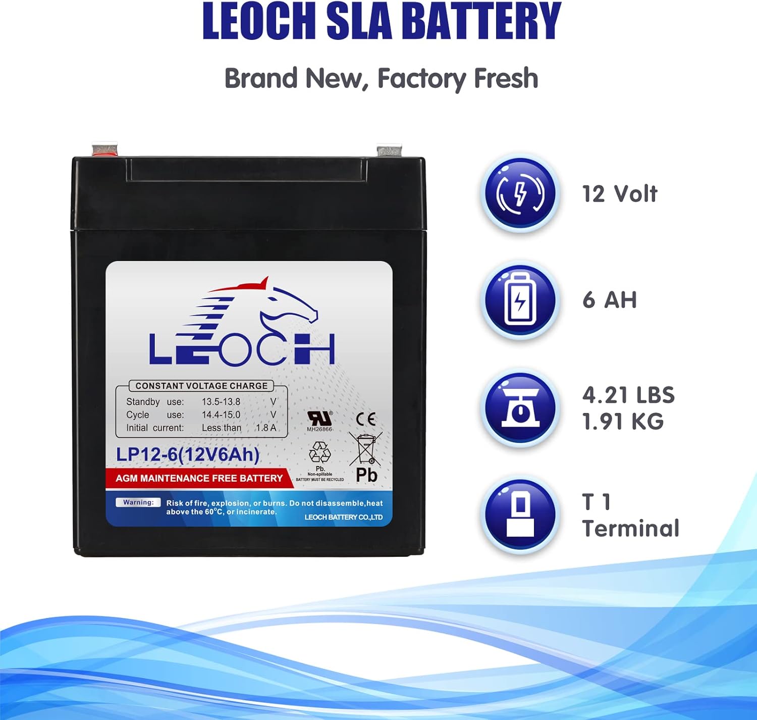 12V 6Ah Security Alarm System Battery, Leoch Home Alarm Battery Replaces SLA Battery Rechargeable Battery for Burglar Alarms, Garage Doors, Fire Alarms, Toys and Hobby