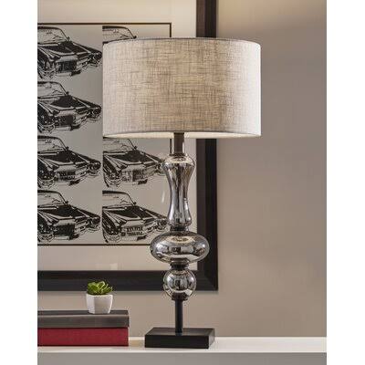 Heinen 28.75x22 Table Lamp House of Hampton Base Color: Black, Shade Color: Gray