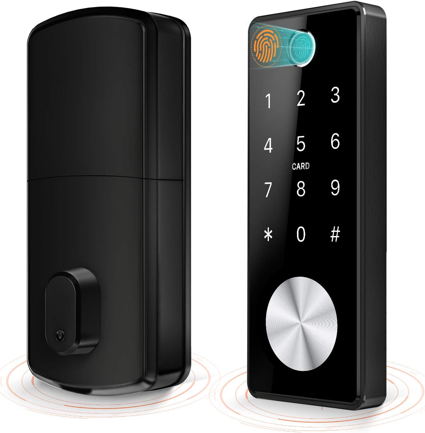 Smart Deadbolt Keyless Entry Door Lock 5 in 1 Fingerprint Bluetooth APP Key Fob Keypad Digital Door Lock Security Front Door Work with WiFi Gateway and Alexa for Home Office Garage by Holify (Black)